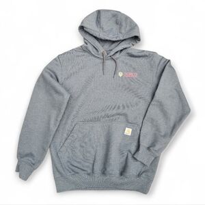 Carhartt Heather Gray Rain Defender Men's Hoodie with Logo, Loose Fit, Size M